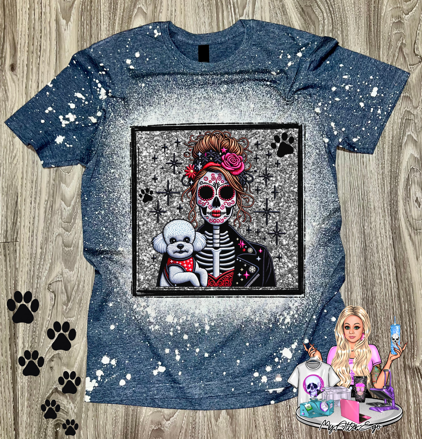 Bichon Frise 'Day of the Dead' Mama (T-Shirt)