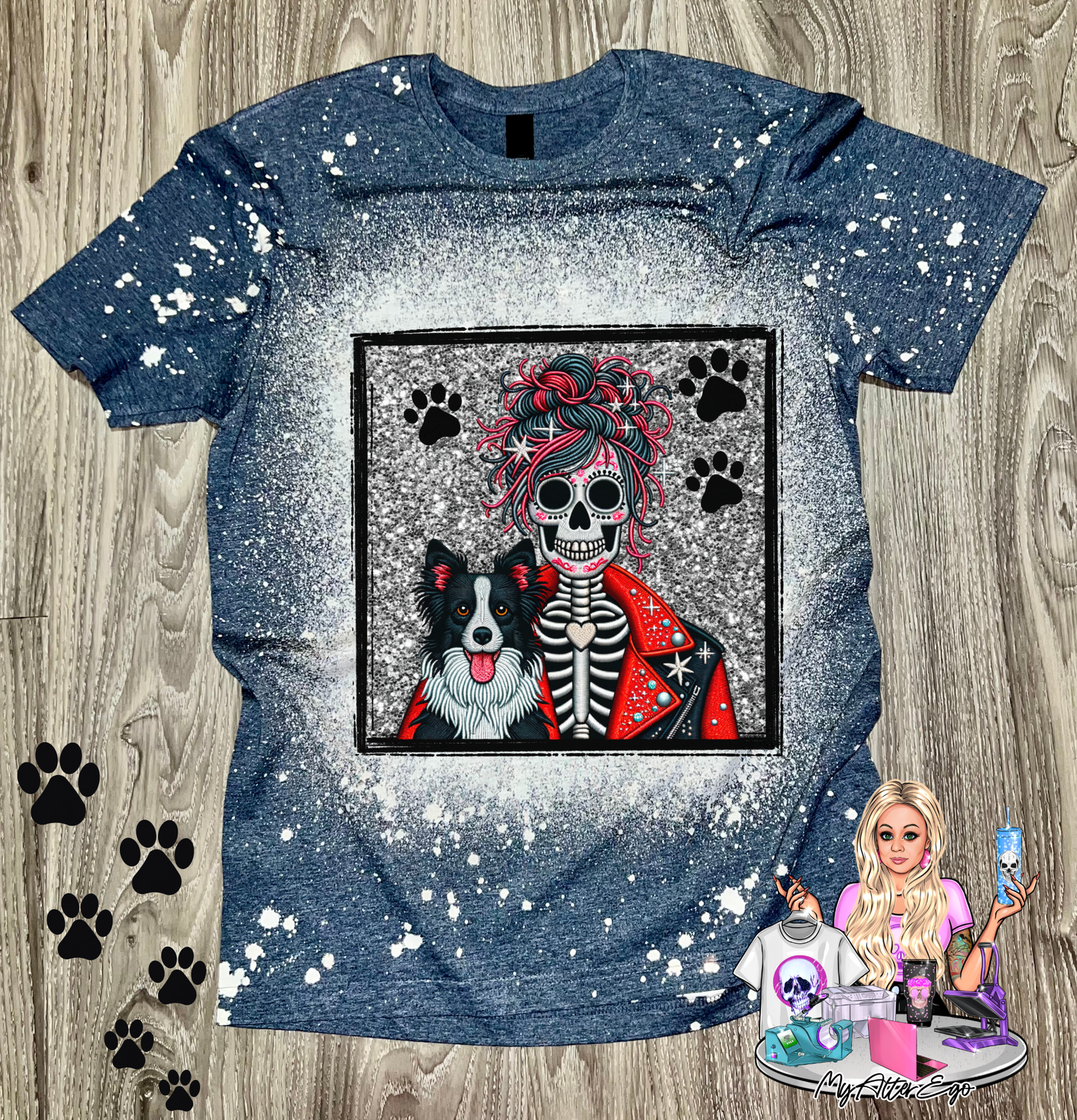 Border Collie 'Day of the Dead' Mama (T-Shirt)