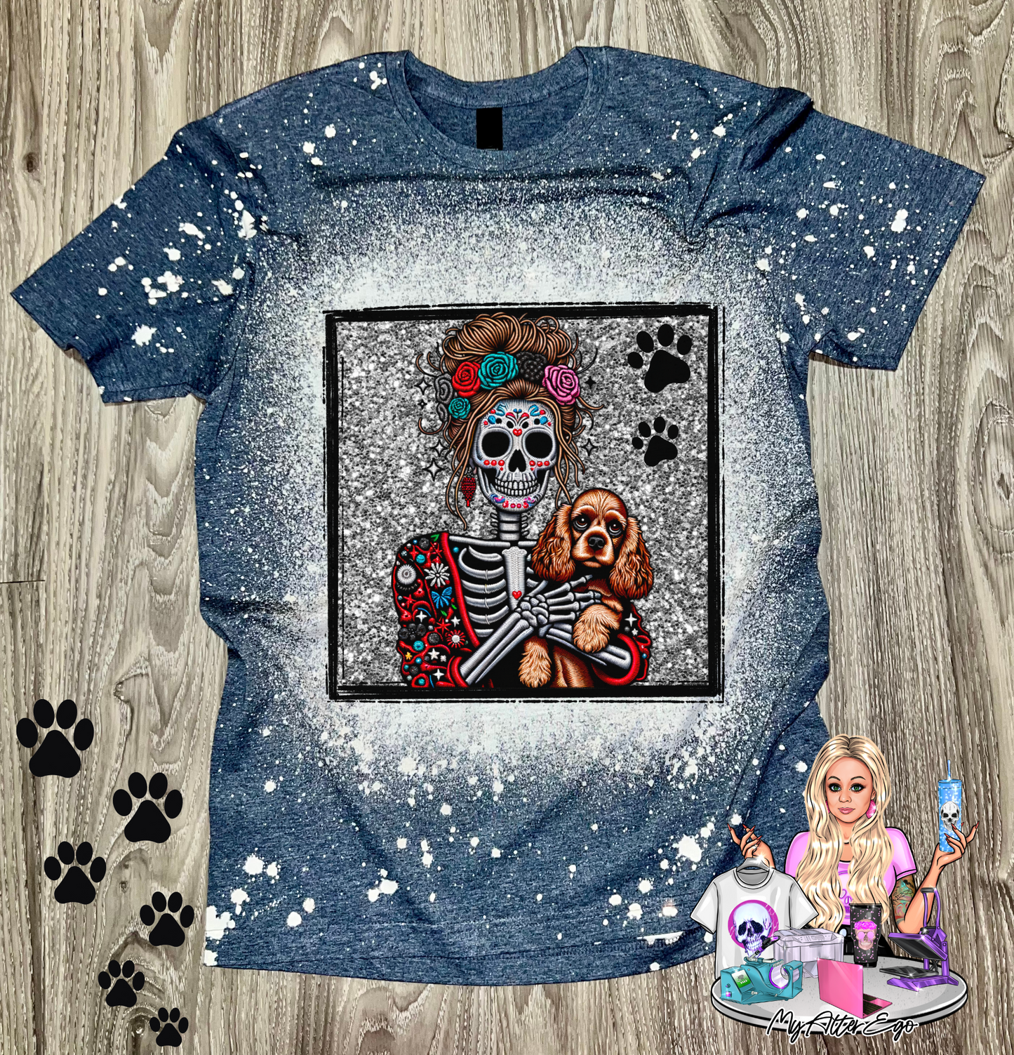 Cocker Spaniel 'Day of the Dead' Mama (T-Shirt)