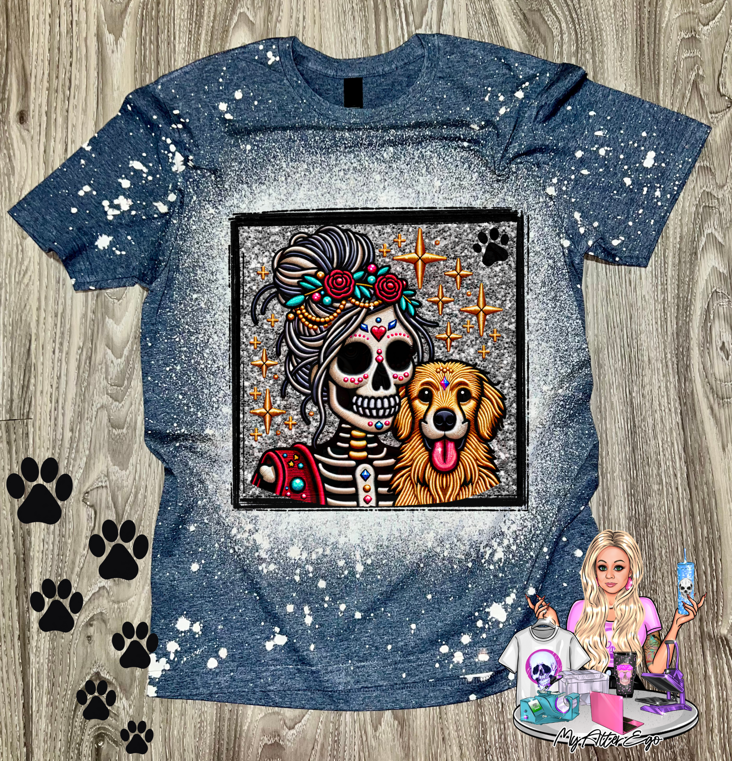 Golden Retriever 'Day of the Dead' Mama (T-Shirt)