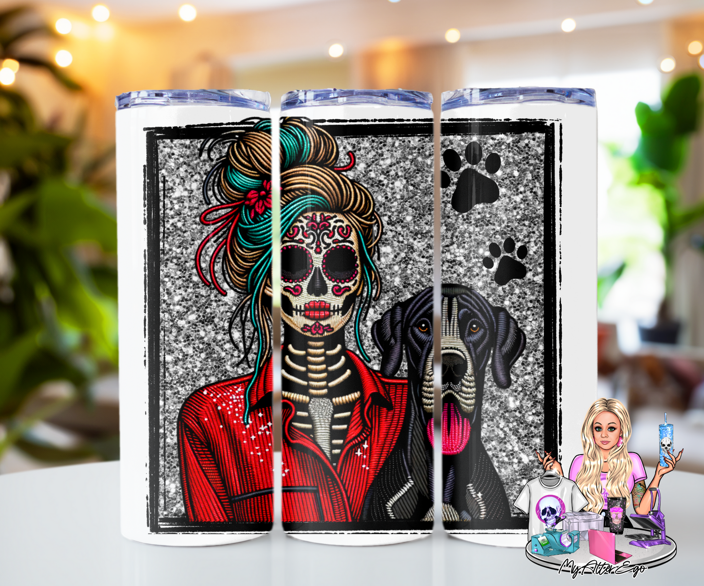 Great Dane 'Day of the Dead' Mama (Tumbler)