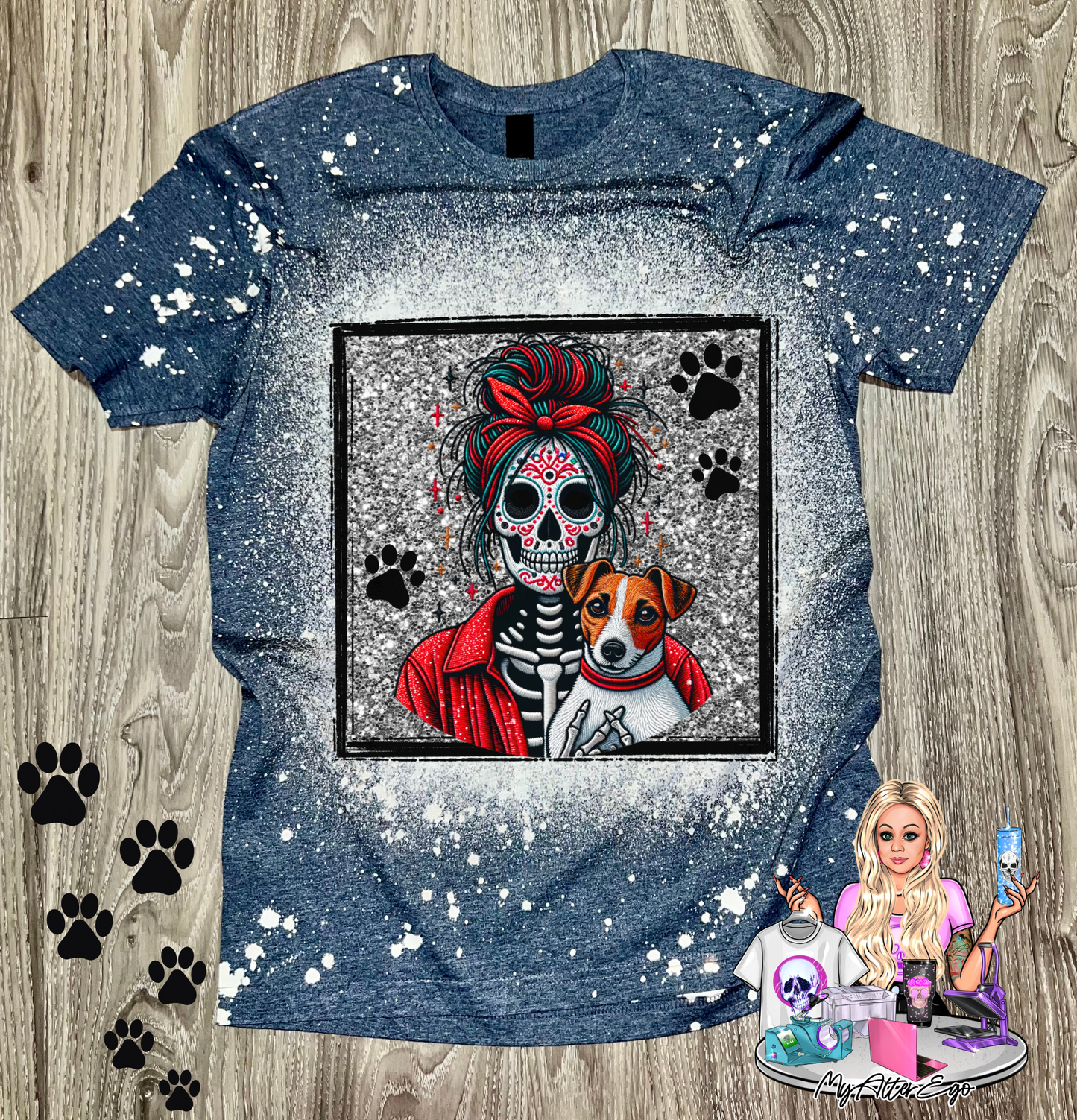Jack Russell 'Day of the Dead' Mama (T-Shirt)