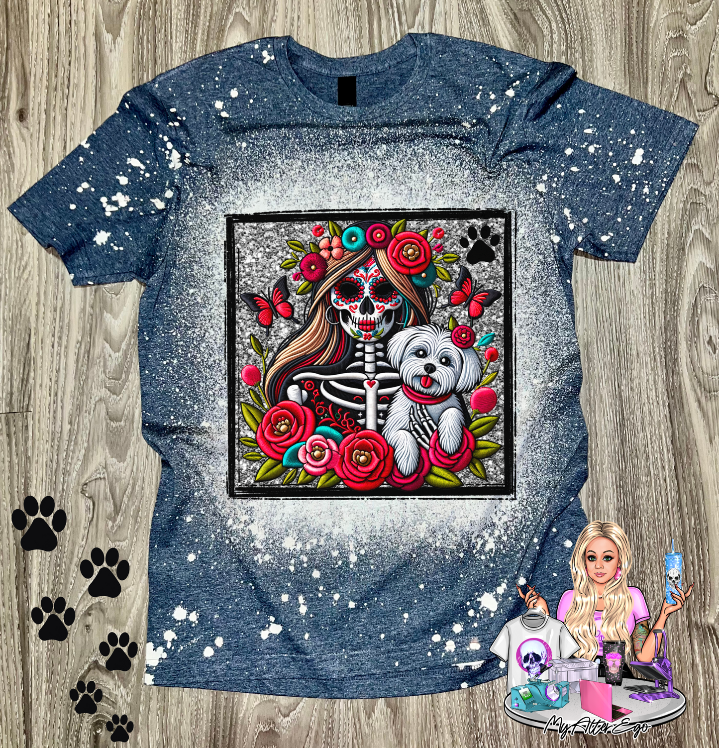 Maltese 'Day of the Dead' Mama (T-Shirt)