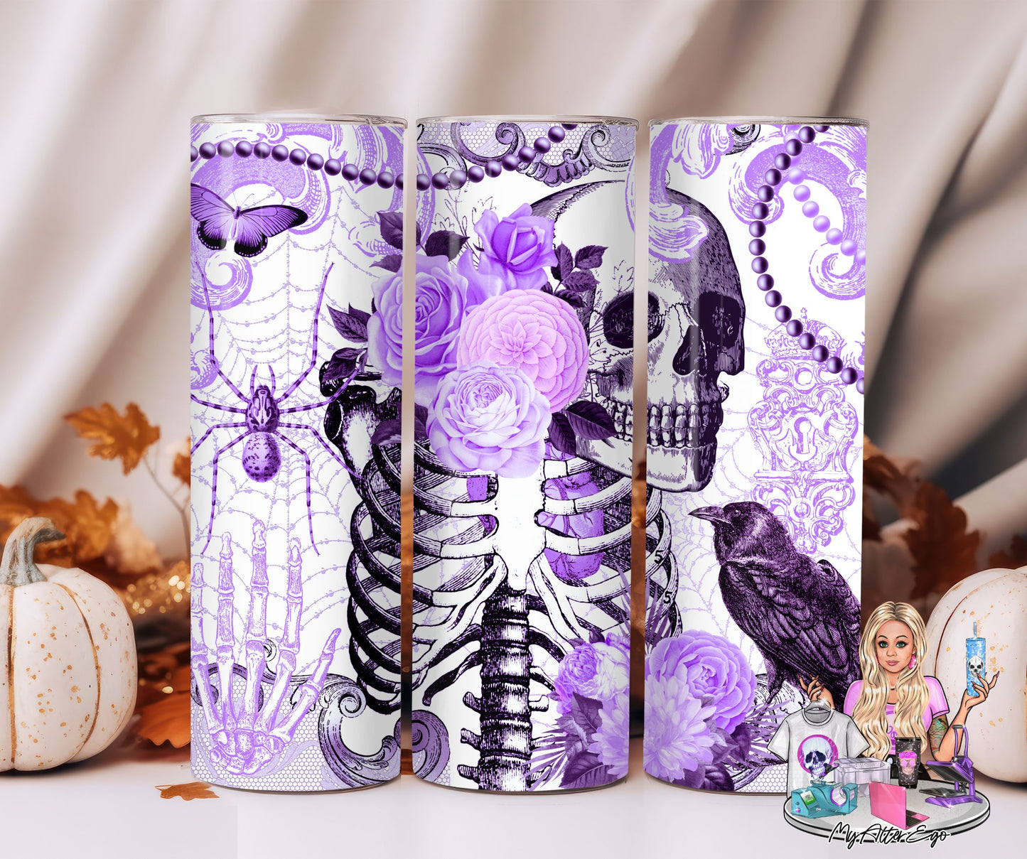 Skeleton & Purple Butterfly (Tumbler)