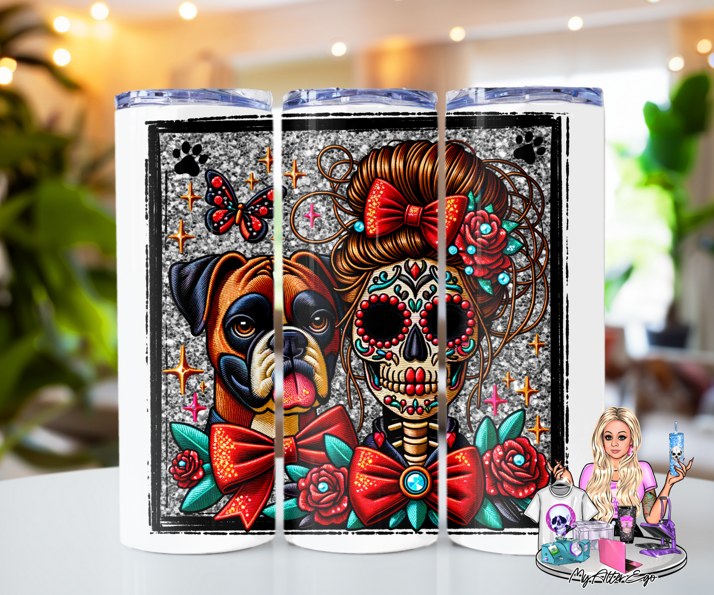 Boxer 'Day of the Dead' Mama (Tumbler)
