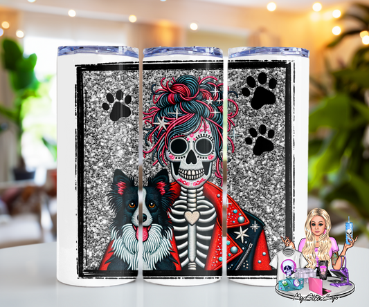 Border Collie 'Day of the Dead' Mama (Tumbler)