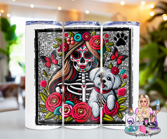 Maltese 'Day of the Dead' Mama (Tumbler)