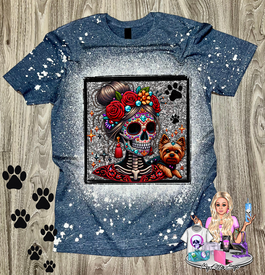 Yorkie 'Day of the Dead' Mama (T-Shirt)