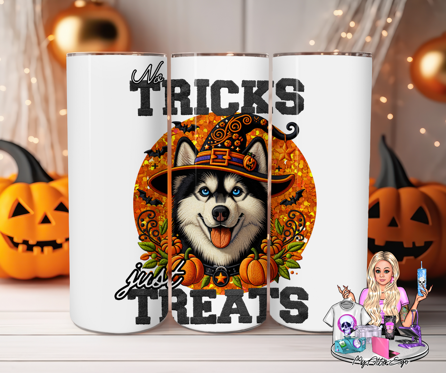 Husky 'No Tricks Just Treats' (Tumbler)