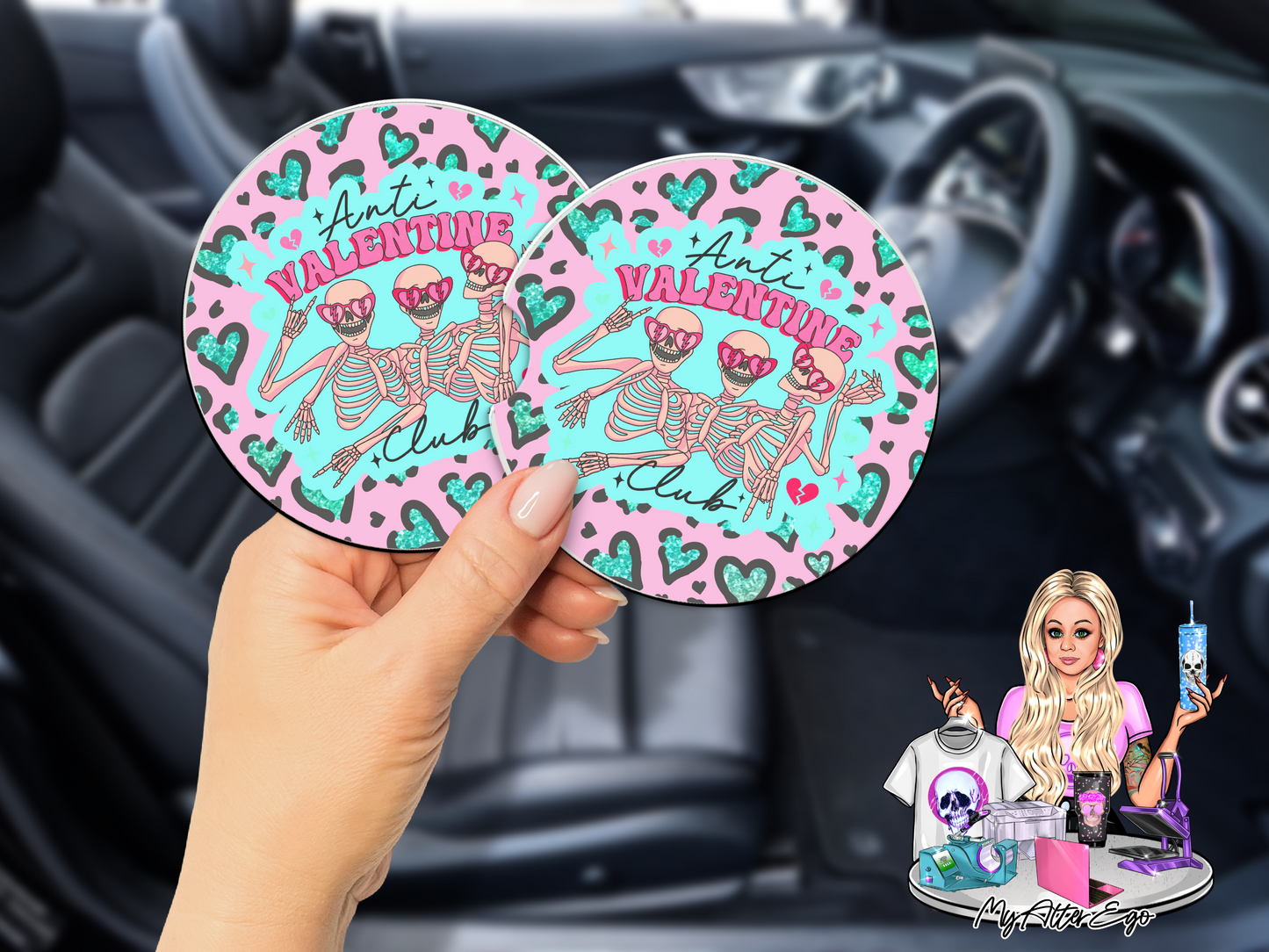 Anti-Valentine Club (Car Coasters)