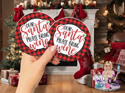 Dear Santa Please Bring Wine (Car Coasters)