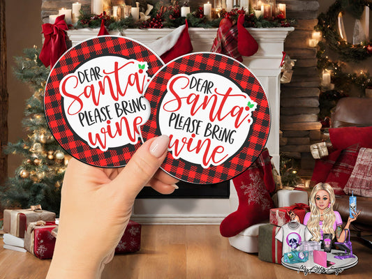 Dear Santa Please Bring Wine (Car Coasters)