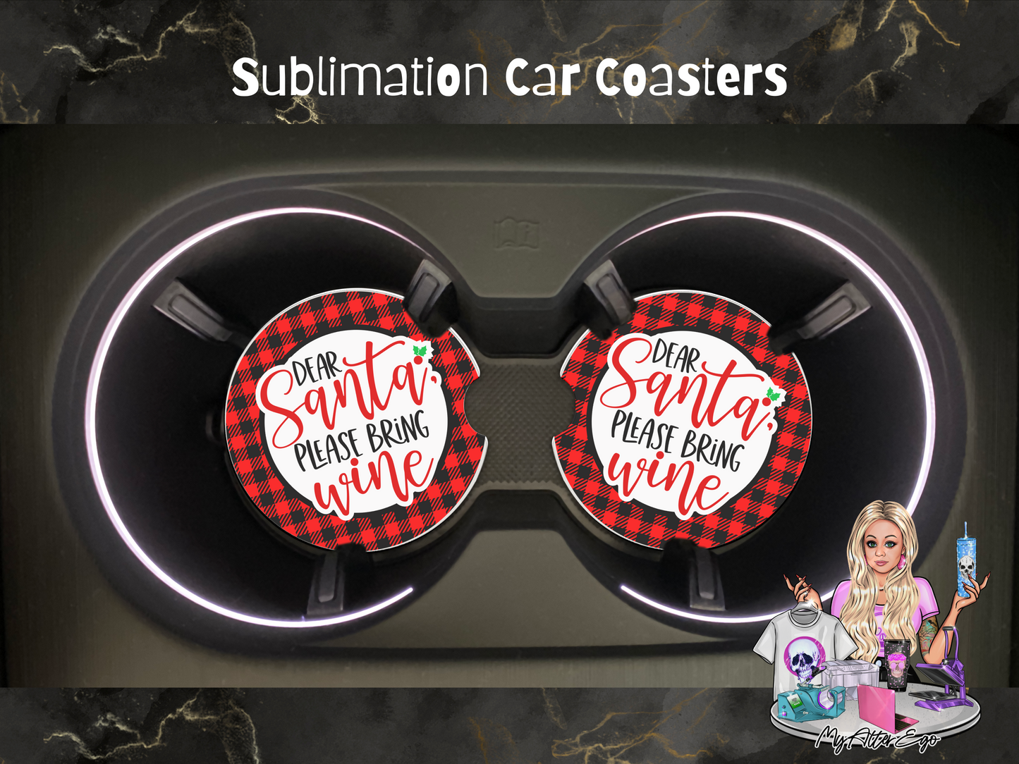 Dear Santa Please Bring Wine (Car Coasters)