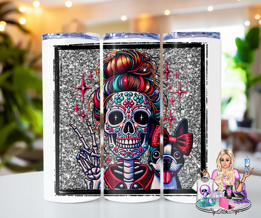 Boston Terrier 'Day of the Dead' Mama (Tumbler)