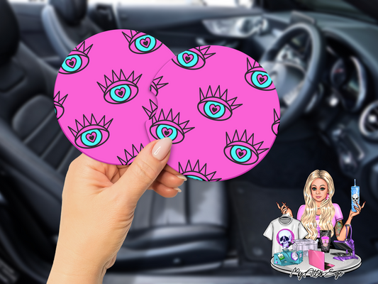 Pink Evil Eye (Car Coasters)