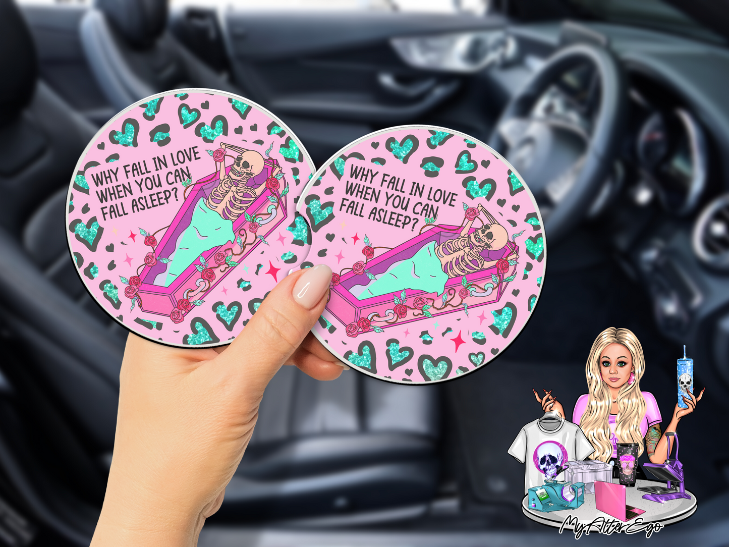 Why Fall In Love When You Can Fall Asleep (Car Coasters)